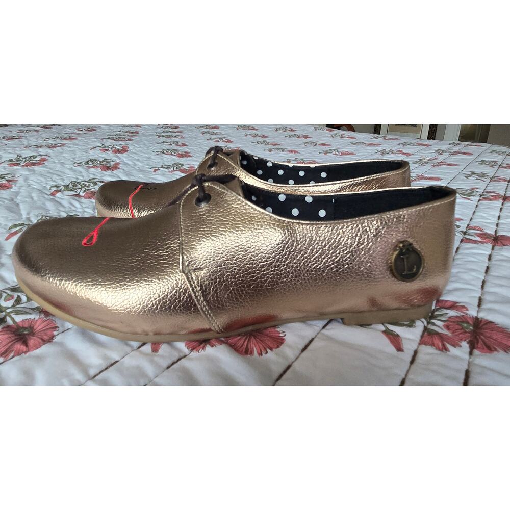 LOLY IN THE SKY Coquette Copper Pebble Vintage Style Round Toe Loafers Size 9 - Picture 2 of 7